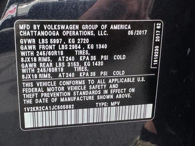 2018 Volkswagen Atlas 3.6L V6 SE 4MOTION